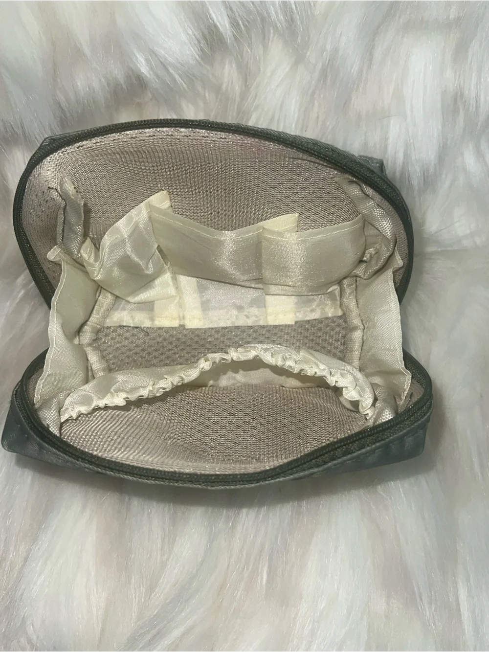 Jeweled Panther Cosmetic/Jewelry Bag Sage Green Zip Pouch